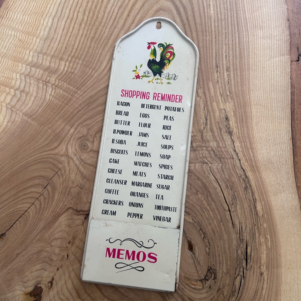 50s Vintage Shopping Reminder Memo Board